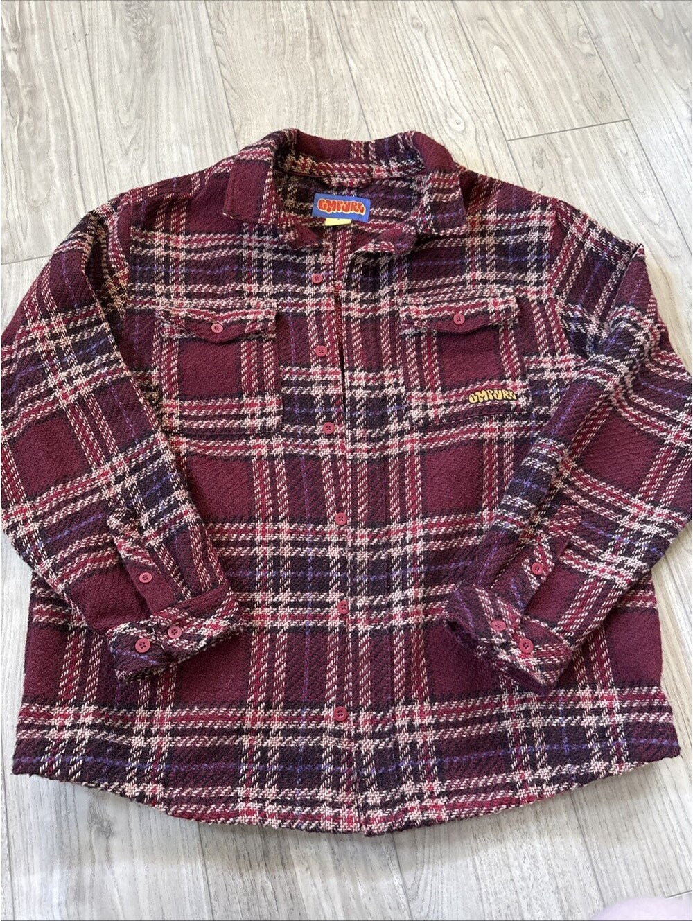 Empyre Eddy Red Maroon Flannel Shirt Shacket Size Large